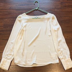 Express Cream Long-Sleeve Button Cuff Blouse